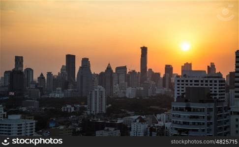 Bangkok skyline sunset panorama background. Bangkok skyline sunset panorama background.