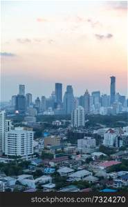 Bangkok skyline sunset panorama.. Bangkok skyline sunset panorama