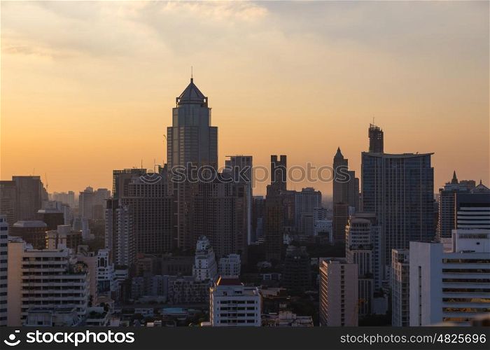 Bangkok skyline sunset panorama concept. Bangkok skyline sunset panorama concept.