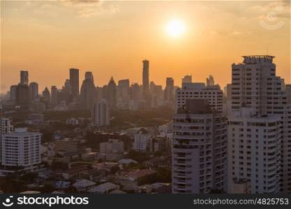 Bangkok skyline sunset panorama concept. Bangkok skyline sunset panorama concept.