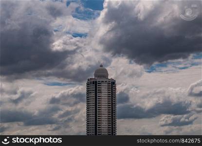 Bangkok, Thailand - 21 Jul 2019 : Afternoon view of Bangkok with skyscrapers in the city There is a backdrop of beautiful sky and clouds.