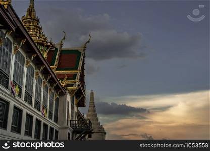 Bangkok, Thailand 27 Oct, 2019 : The beauty of The Temple of the Emerald Buddha (Wat Phra Kaew) and the Grand Palace at twilight, This is an important buddhist temple and a famous tourist destination, It is located in the historic centre of Bangkok.
