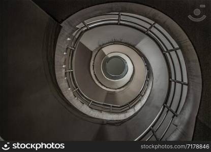 Bangkok, thailand - Aug 07, 2019 : The spiral staircase detail in a beautiful of the building.