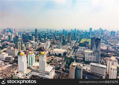 BANGKOK - THAILAND - DECEMBER 15, 2013: Aerial view of Bangkok buildings, Bangkok city downtown