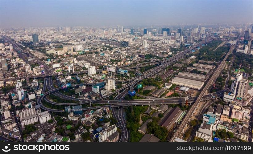 BANGKOK, THAILAND - DECEMBER 15, 2013: Bangkok city bird&rsquo;s-eye view from BAIYOKE building, the highest building in Thailand