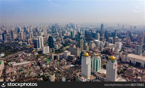 BANGKOK, THAILAND - DECEMBER 15, 2013: Bangkok city bird&rsquo;s-eye view from BAIYOKE building, the highest building in Thailand