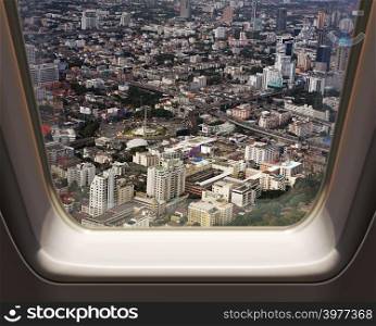 BANGKOK, THAILAND - DECEMBER 23: Aerial view of Bangkok on December 23, 2013 in Bangkok.