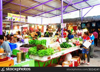 BANGKOK ,THAILAND-MARCH 17:Klong Lad Mayom Floating Market on March 17,2018 in Thailand. Many foods and colourful fruits, vegetables and Thai cuisine.