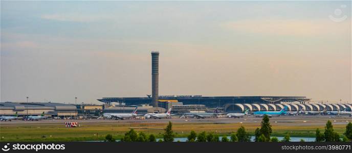 BANGKOK, THAILAND-Nov 30, 2018: Suvarnabhumi Airport , the airport is one of two international airports serving of Thailand