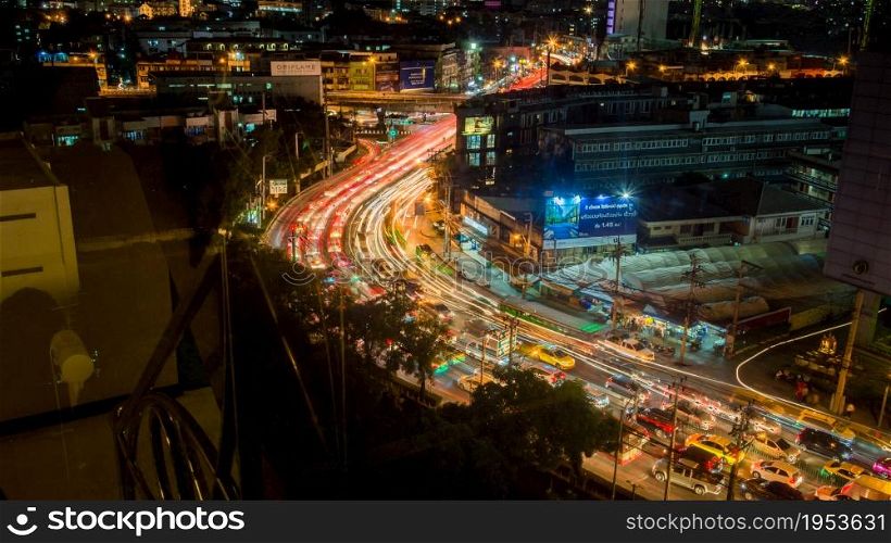 Bangkok, Thailand - November 2, 2017 : View Of Bangkok, The Capital Of Thailand At Night, Thailand At Nighttime When The Tall Skyscrapers Are Illuminated