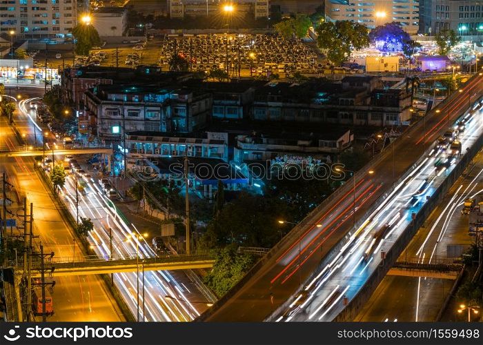 Bangkok, Thailand - October 30, 2015 : Nighttime of Bangkok city. Bangkok is the capital and the most populous city of Thailand.