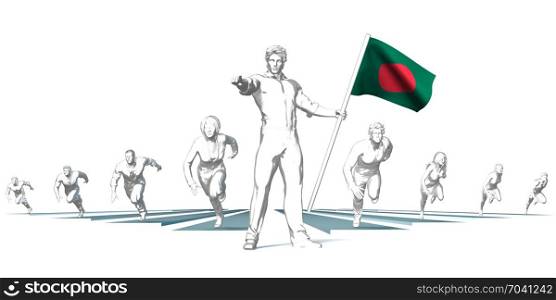 Bangladesh Racing to the Future with Man Holding Flag. Bangladesh Racing to the Future
