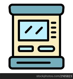 Bank atm machine icon. Outline bank atm machine vector icon color flat isolated. Bank atm machine icon color outline vector