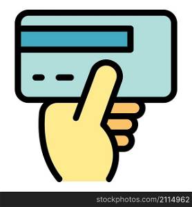 Bank card icon. Outline bank card vector icon color flat isolated. Bank card icon color outline vector