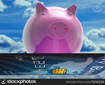 Bank Card Pig Showing Investment And Money