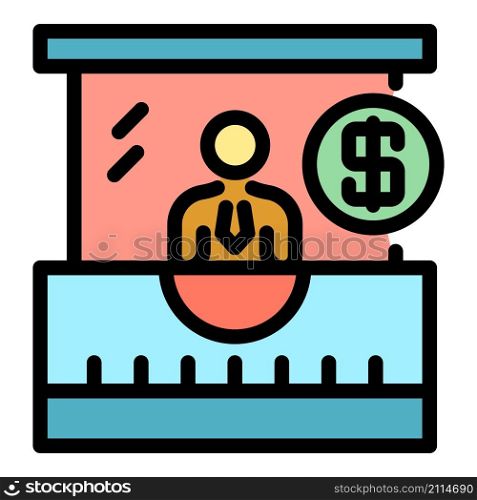 Bank credit worker icon. Outline bank credit worker vector icon color flat isolated. Bank credit worker icon color outline vector