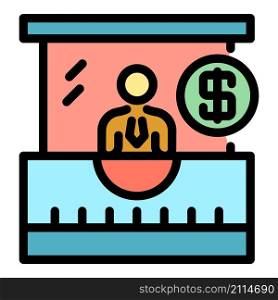 Bank credit worker icon. Outline bank credit worker vector icon color flat isolated. Bank credit worker icon color outline vector