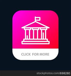 Bank, Flag, American, Usa Mobile App Button. Android and IOS Line Version