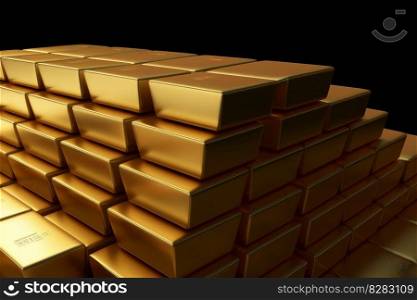 Bank gold stack bars. Bank exchange. Generate Ai. Bank gold stack bars. Generate Ai