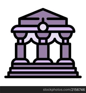 Bank icon. Outline bank vector icon color flat isolated. Bank icon color outline vector