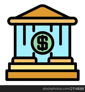 Bank money deposit icon. Outline bank money deposit vector icon color flat isolated. Bank money deposit icon color outline vector