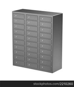 Bank safety lockers on white background