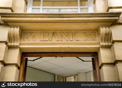 Bank Sign logo, Stone Background