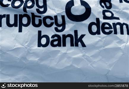 Bank text on crinkled paper