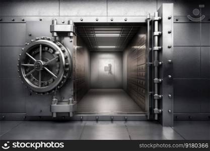 Bank vault open door. Safety finance cash. Generate Ai. Bank vault open door. Generate Ai