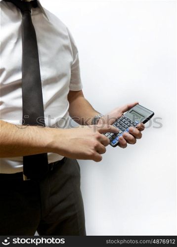 Banker in suit with calculator &#xA;&#xA;