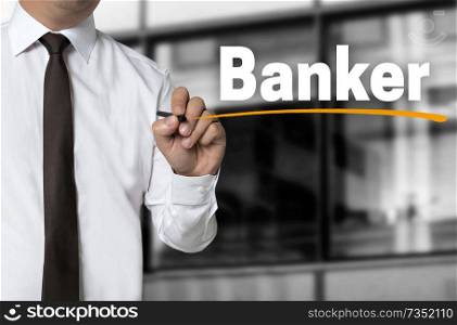 banker is written by businessman background.. banker is written by businessman background