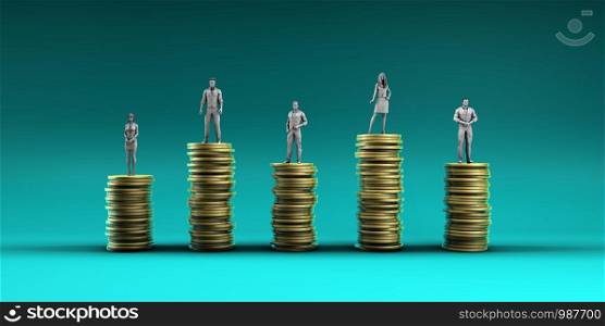 Banking Financial Services with Businessmen Standing on Coins. Banking Financial Services