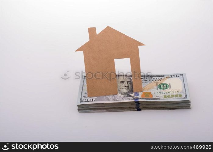 Banknote bundle of US dollar placed on a white background