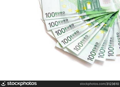 banknotes of euro isolated on a white background