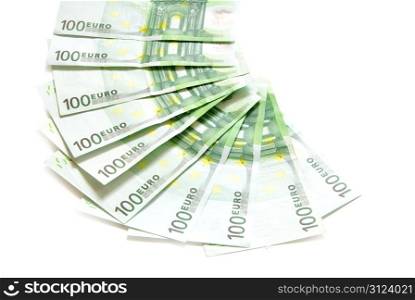 banknotes of euro isolated on a white background