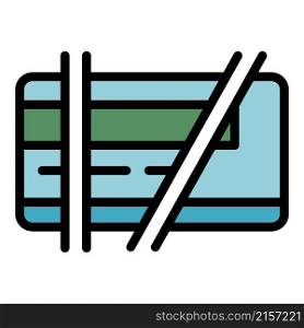 Bankrupt bank card icon. Outline bankrupt bank card vector icon color flat isolated. Bankrupt bank card icon color outline vector