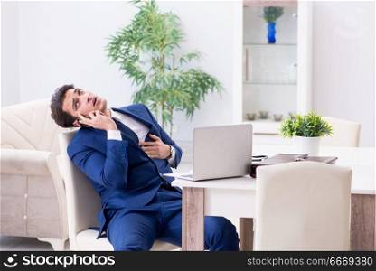 Bankrupt businessman having heart attack at home