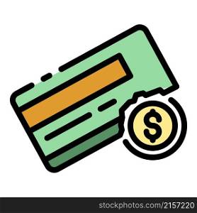 Bankrupt credit card icon. Outline bankrupt credit card vector icon color flat isolated. Bankrupt credit card icon color outline vector