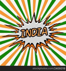 Banner flag India style pop art, vector rays