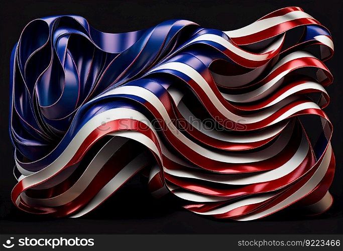 Banner from ribbons of the American flag illustration. AI generative.