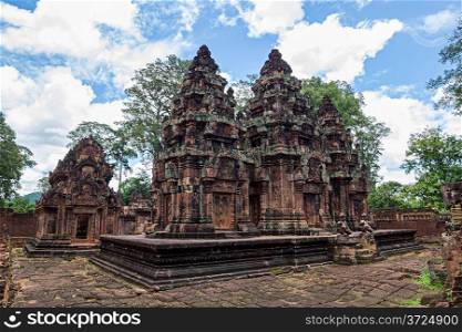 Banteay Srei Temple main structures, Siem Reap, Cambodia.