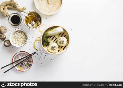 baozi near noodles soup. Resolution and high quality beautiful photo. baozi near noodles soup. High quality beautiful photo concept