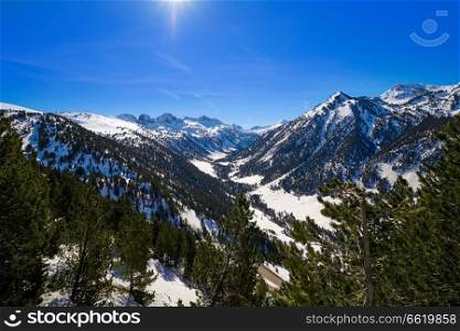 Baqueira  in Lerida Catalonia ski spot resort in Aran Valley of Pyrenees Spain