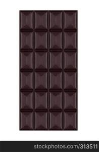 Bar of dark bitter organic sweet chocolate isolated on white