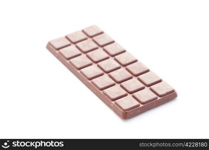 bar of dark chocolate isolated on white