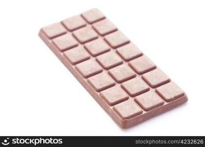 bar of dark chocolate isolated on white