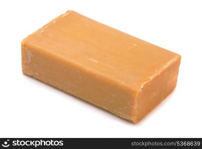 Bar of natural brown soap isolated on white