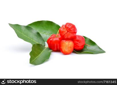 Barbados cherry,Ripe thai cherry on white background