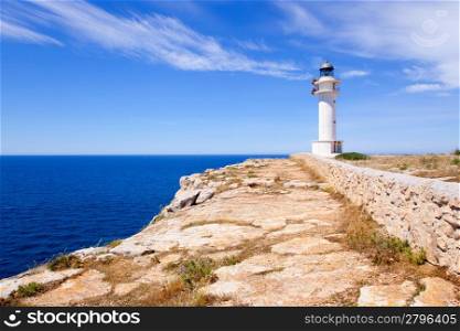 Barbaria Cape lighthouse in Formentera island on Mediterranean Balearic sea