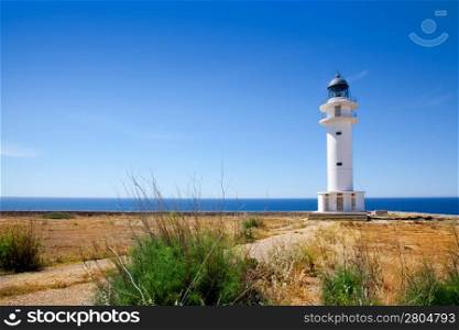 Barbaria Cape lighthouse in Formentera island on Mediterranean Balearic sea